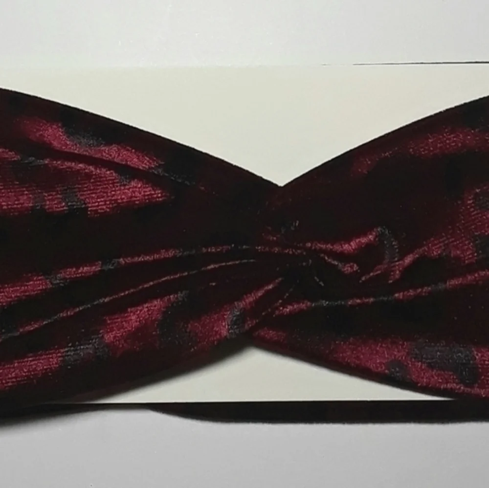 Leopard Print Twist Front Headband- Red Wine
